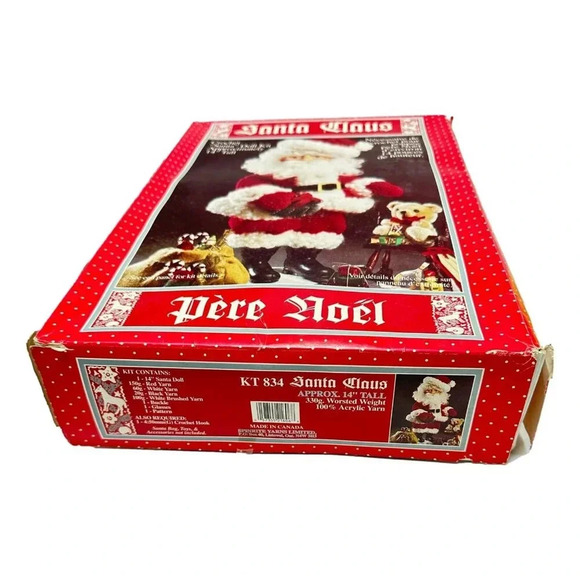 Spinrite Santa Doll Kit 14 inch Tall Crochet Yarn Complete Xmas Vintage New - Picture 9 of 14